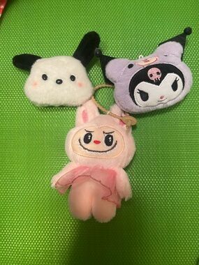 No Boundaries Plush Keychain Set - White, Black, Pink, Purple